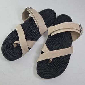 Kenkoh Women Size 10 US 42 EU Beige Leather Massage Sandals Comfort Footbed